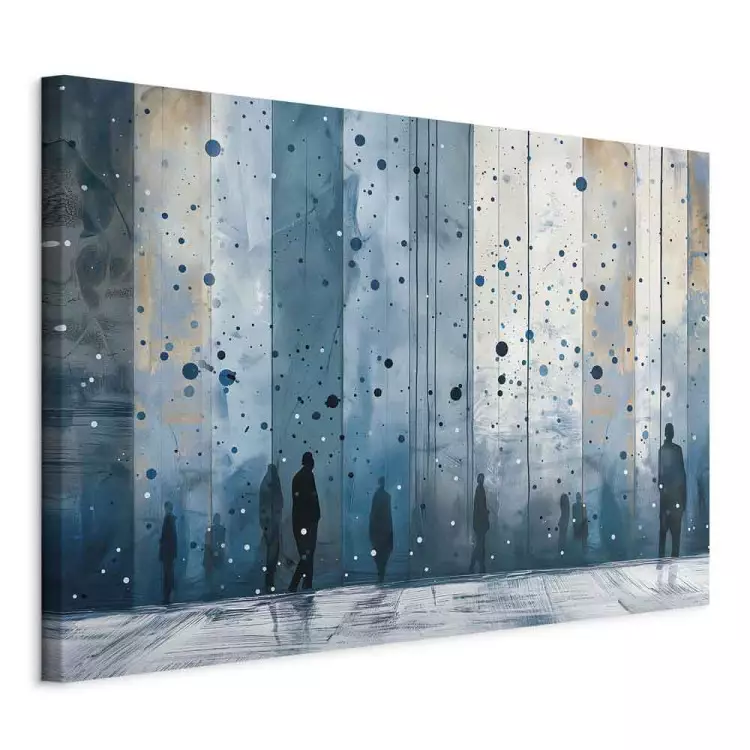 Blue Space - People and Raindrops on Abstract Background