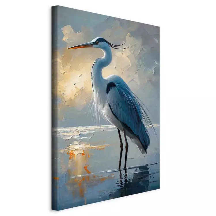 Heron on the Lake - Subtle Sunrise Colors and Bird in Water