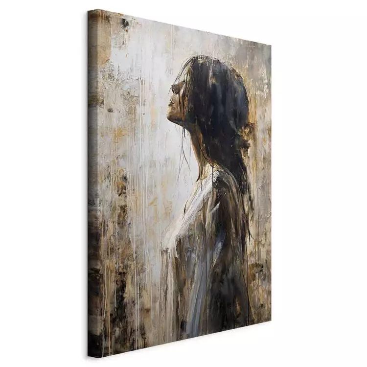 Reflection and Shadow - Woman's Profile Against Watercolor Background
