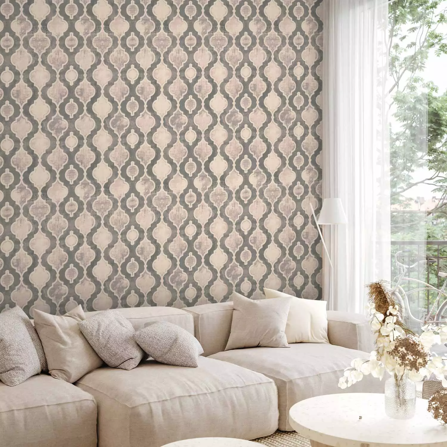 Modern Wallpaper Rustic Elegance - Delicate Motif Inspired by the Orient