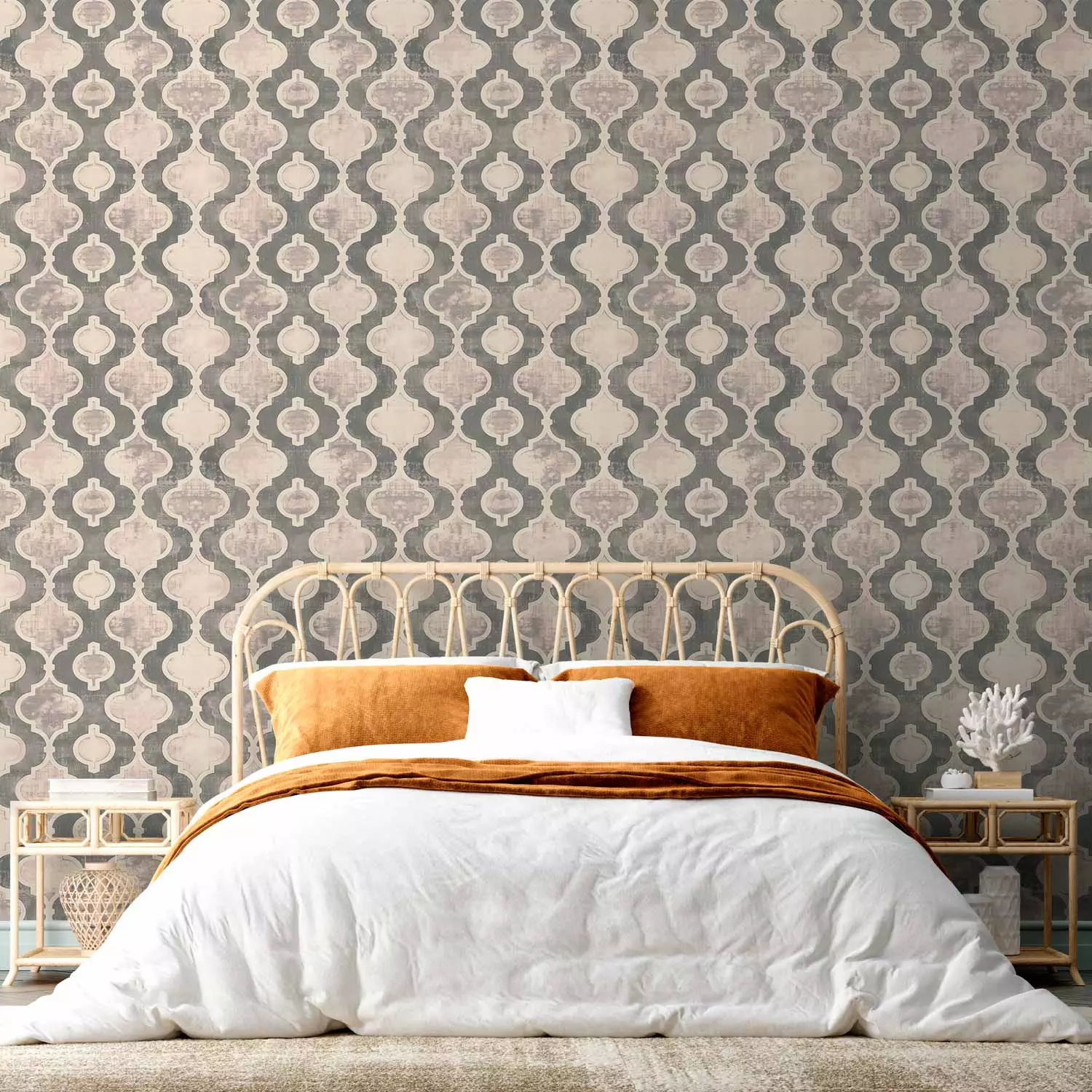 Modern Wallpaper Rustic Elegance - Delicate Motif Inspired by the Orient