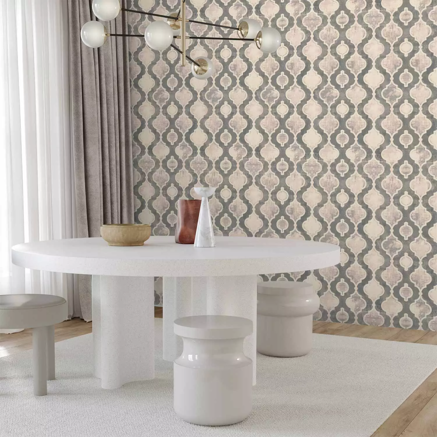 Modern Wallpaper Rustic Elegance - Delicate Motif Inspired by the Orient