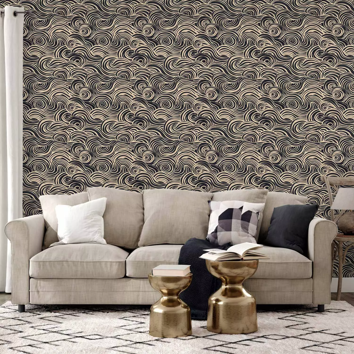 Wallpaper Swirling Lines - Dynamic Design Inspired by Motion and Currents