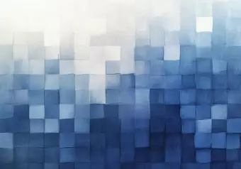 Wall Mural Blue Squares - Gradient Puzzle with Geometric Forms Wallpaper Cropper