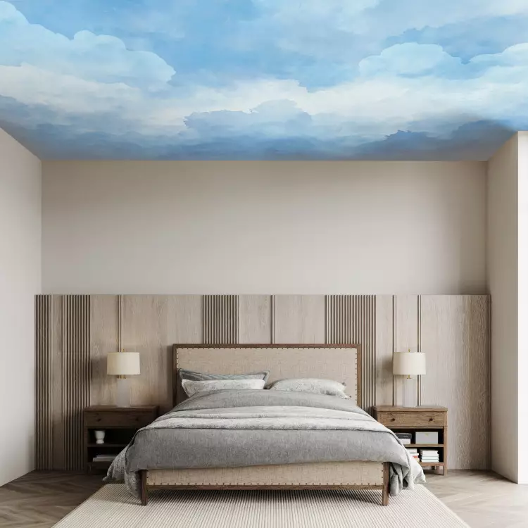 Blue Serenity - Peaceful Scene with Floating Clouds in Pastel Shades