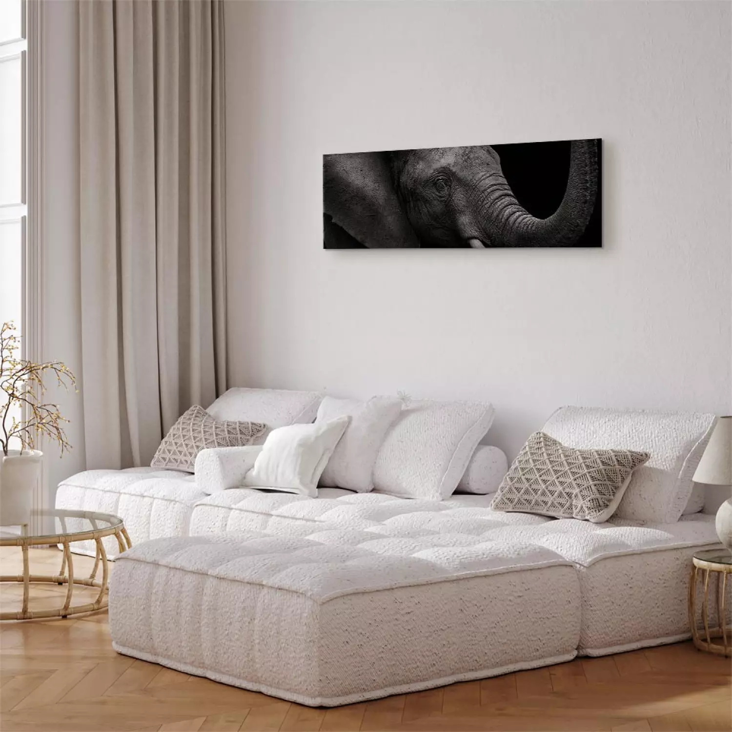Canvas Art Print A stately elephant - a huge animal with large ears and a trunk