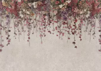Wall Mural Hanging flowers - a delicate composition of roses and plants on a light background Wallpaper Cropper
