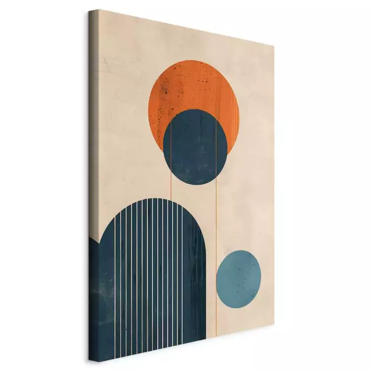 Inspired by Bauhaus - Orange and Blue Circles with Lines
