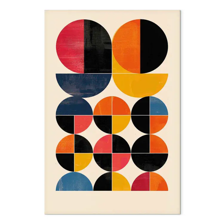 【 Bauhaus-感情の幾何学／作品04-3】 額装品・500×400ヨコ Large XXL canvas print Inspired by Bauhaus - composition with