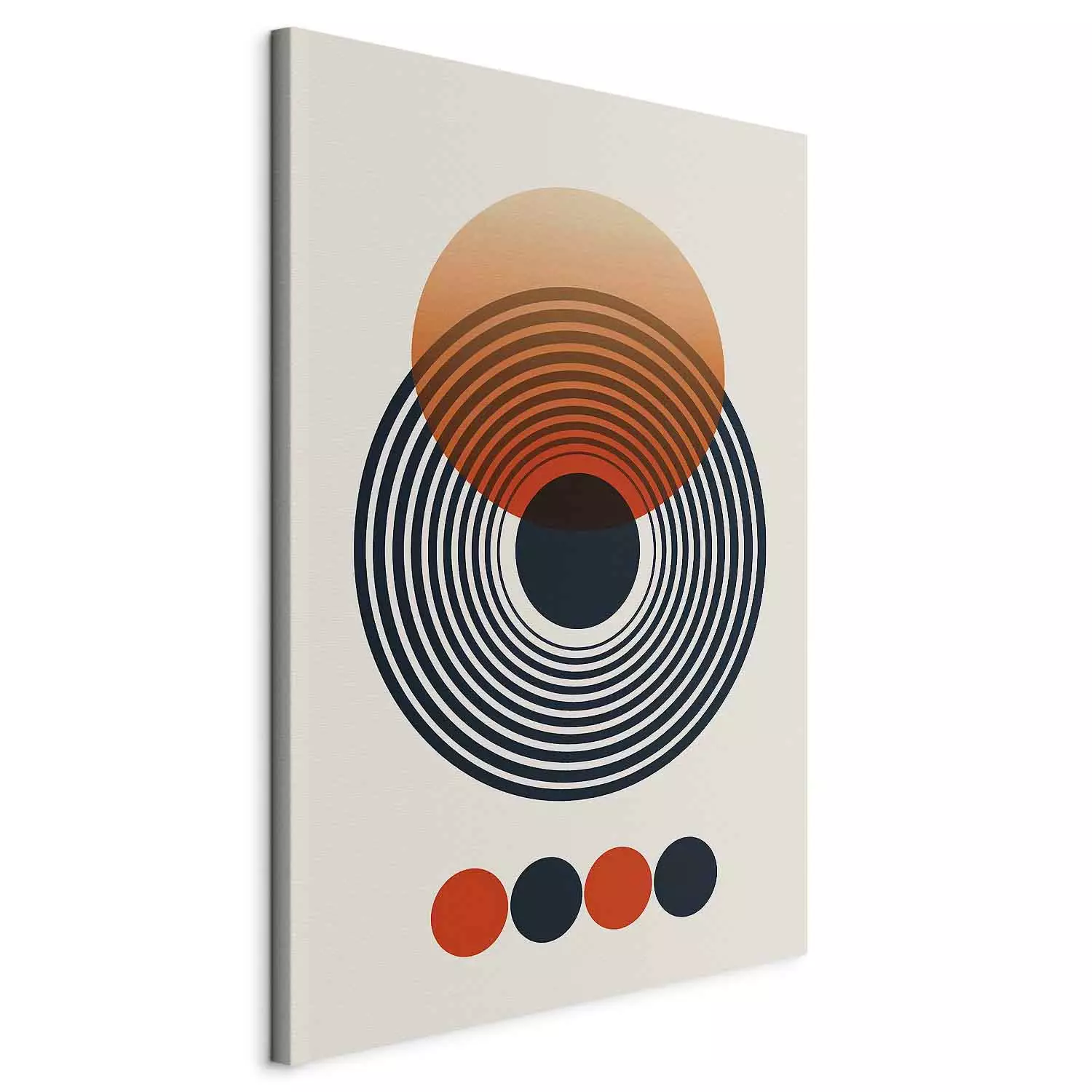 Large canvas print Inspired by Bauhaus - Black and Orange Rings with Gradient Effect