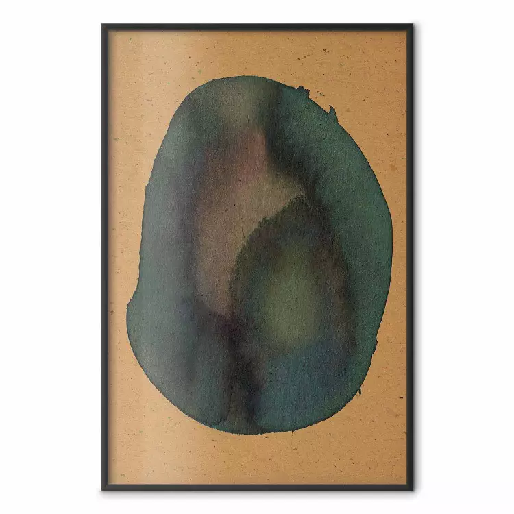 Organic shape - an irregular stain in dark colors on paper