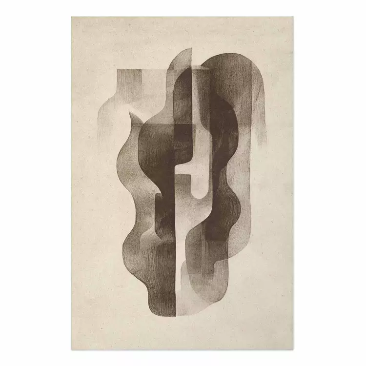 Waving shadows - flowing graphite forms on beige paper