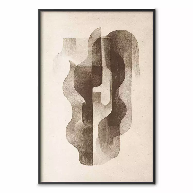 Waving shadows - flowing graphite forms on beige paper