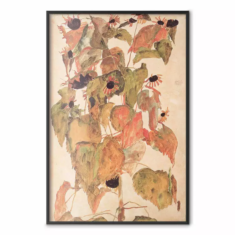 Autumn Sunflowers - abstract composition of leaves and flowers