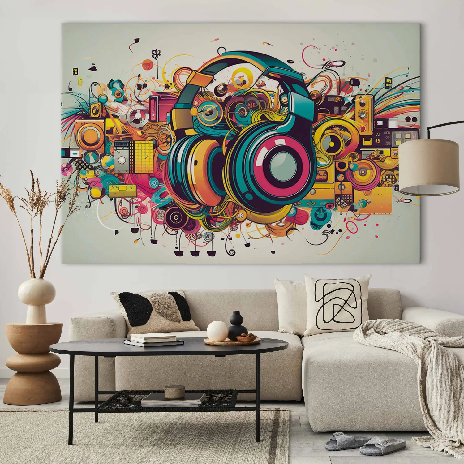 XXL canvas print Flowing melodies - attributes of a music lover