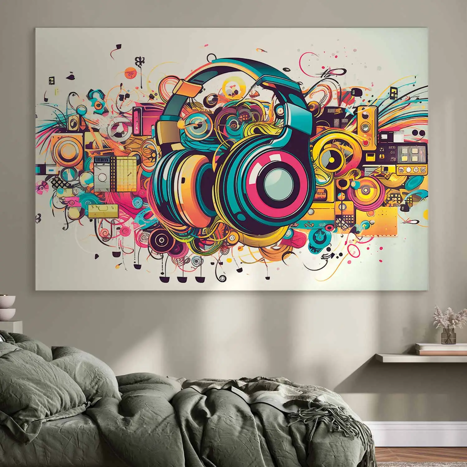 XXL canvas print Flowing melodies - attributes of a music lover