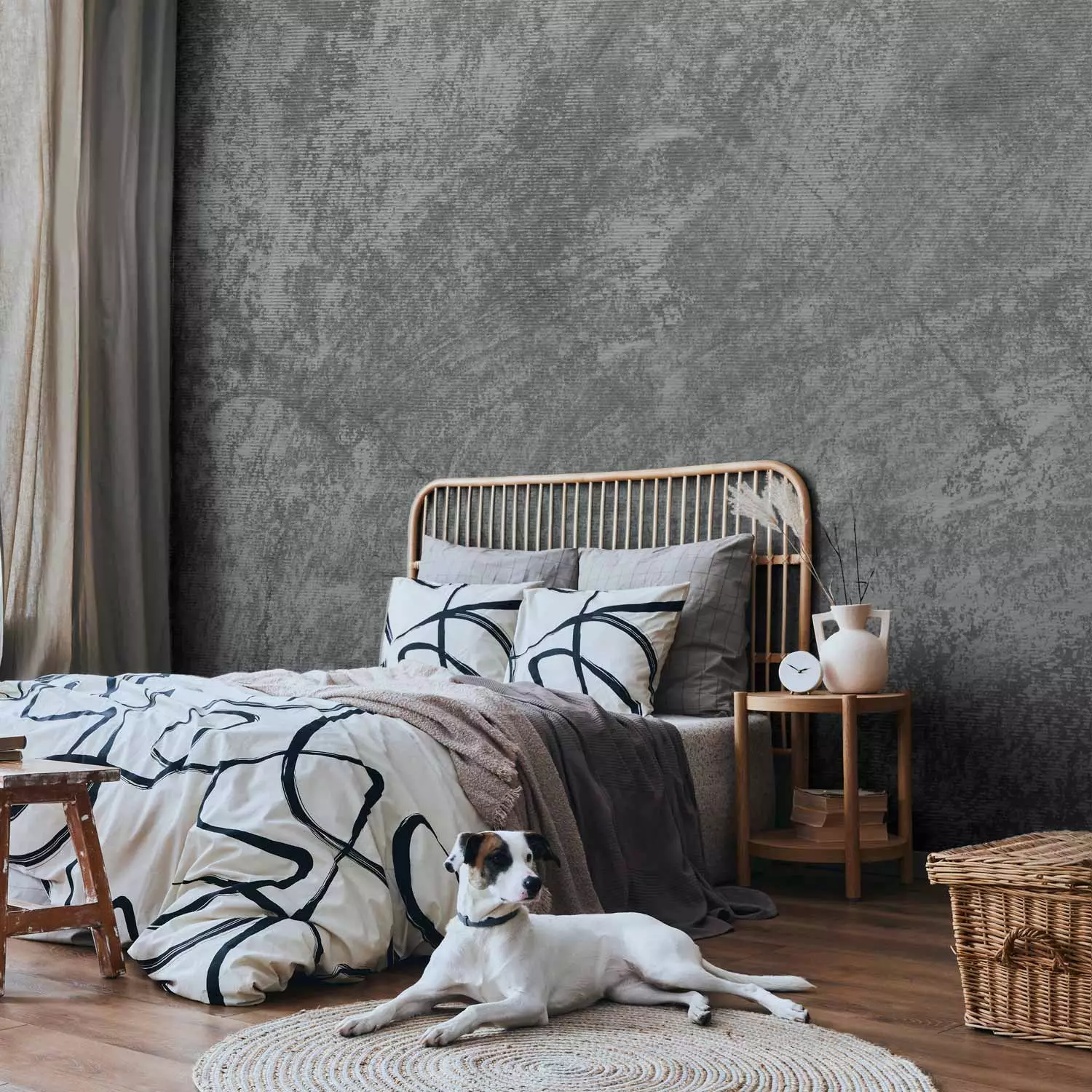 Photo Wallpaper Industrial gray - raw surface with abrasions and streaks