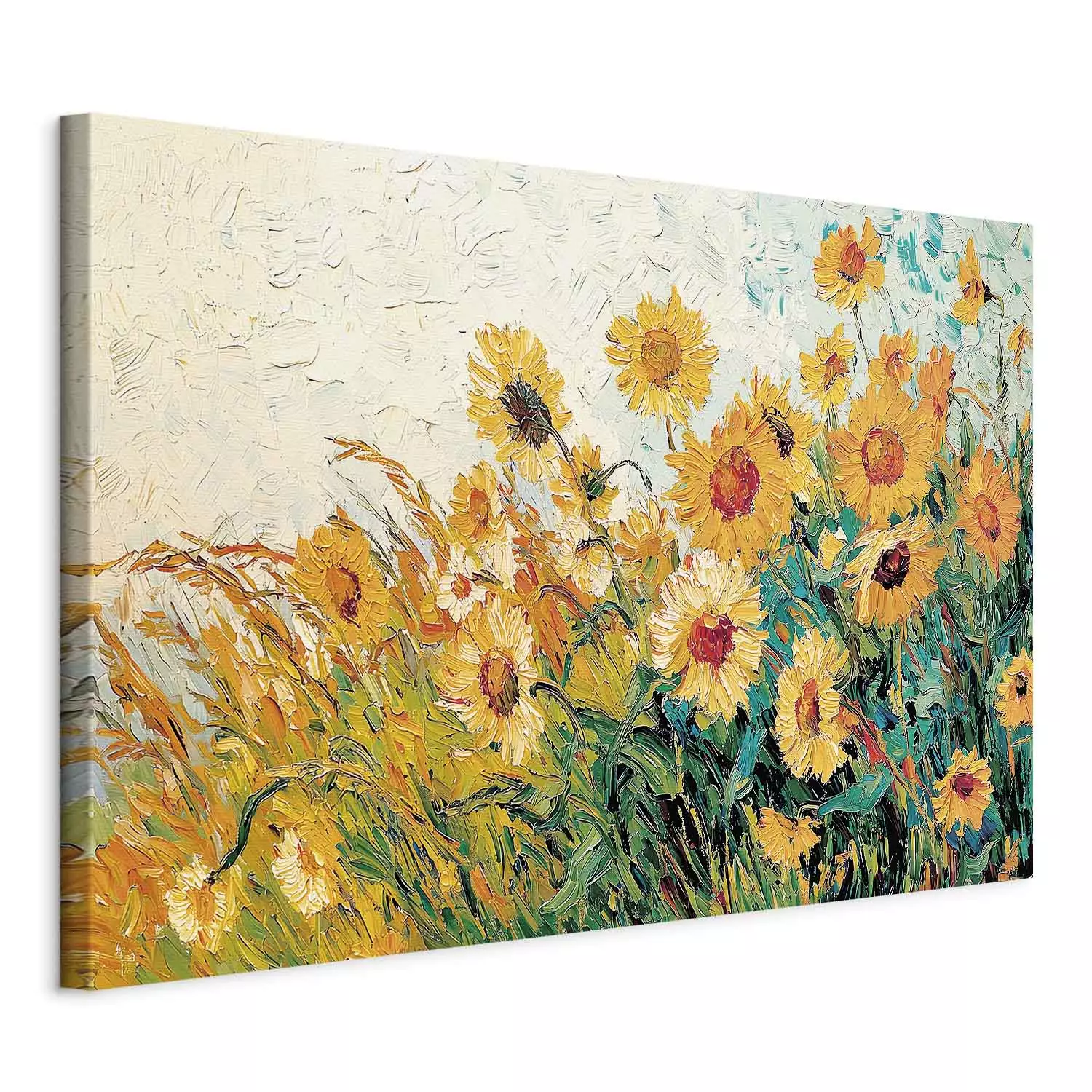 Canvas Print Sunny Meadow - Blooming Sunflowers Inspired by Van Gogh