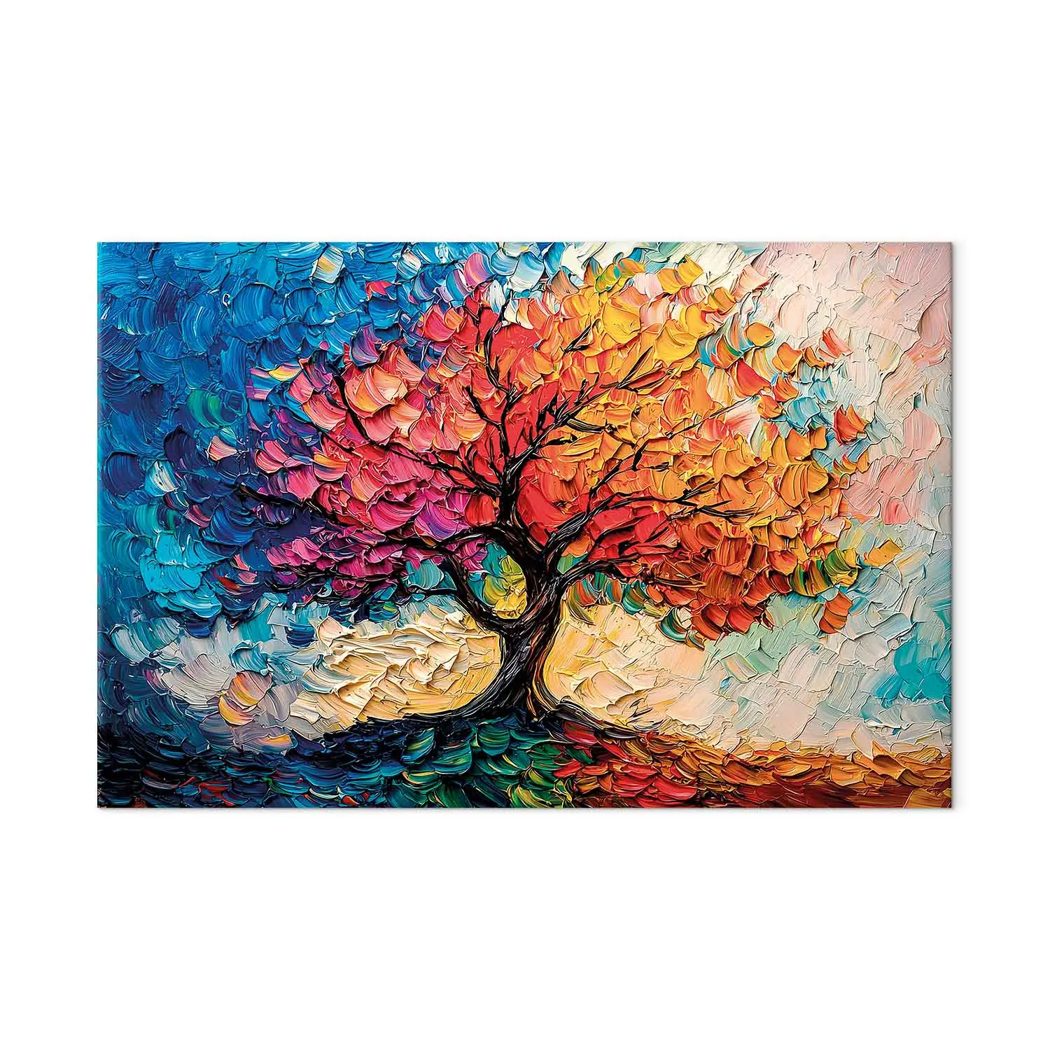 XXL canvas print Flowery Oak - a painterly vision of a tree in