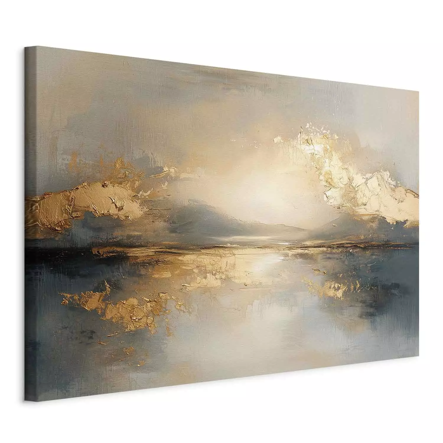 Canvas Golden Reflection - an artistic vision of a landscape with reflections of light