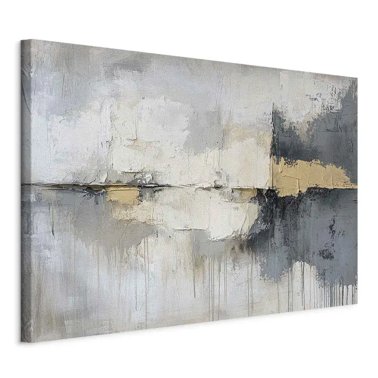  Broken symmetry - abstraction with a combination of gray and gold spots