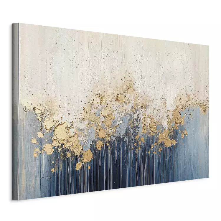 Subtle waves - gold accents on a background in shades of blue and white