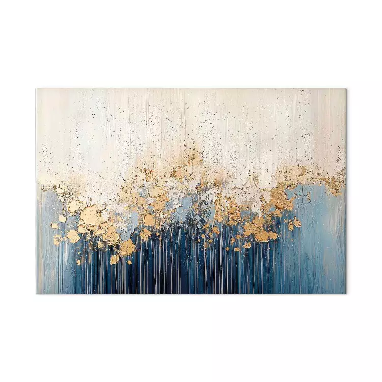 Wave and light - white and blue abstract with gold elements