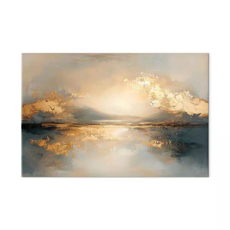 A quiet bay - a golden landscape with the sky reflected in the water