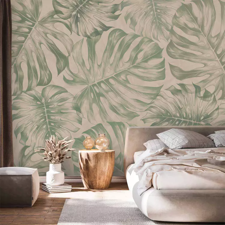 Monstera leaves - a plant pattern in shades of muted green