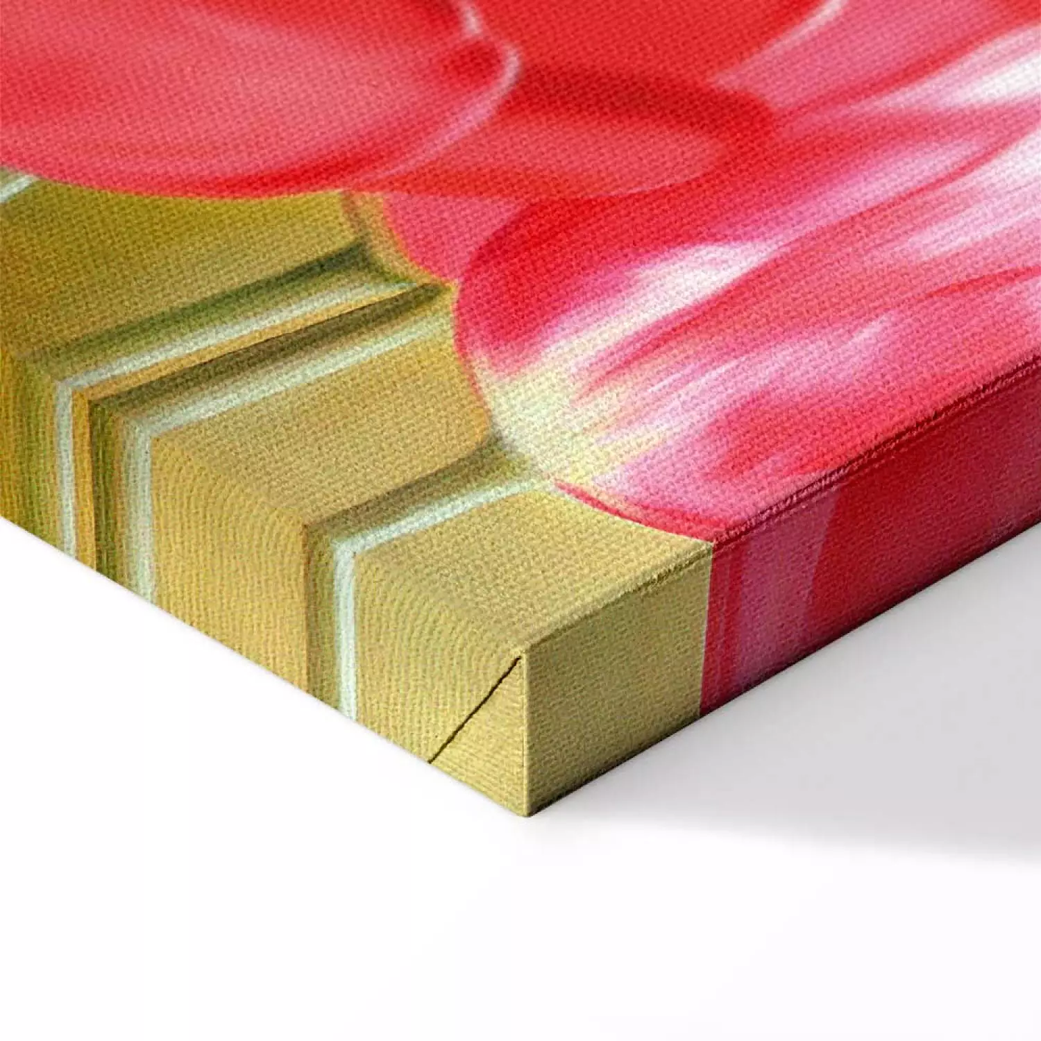 Canvas Freshness of Tulips - Colourful flowers on a green background