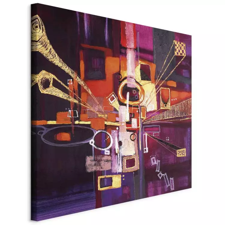 Abstraction (1-piece) - Fantasy city motif on a purple background