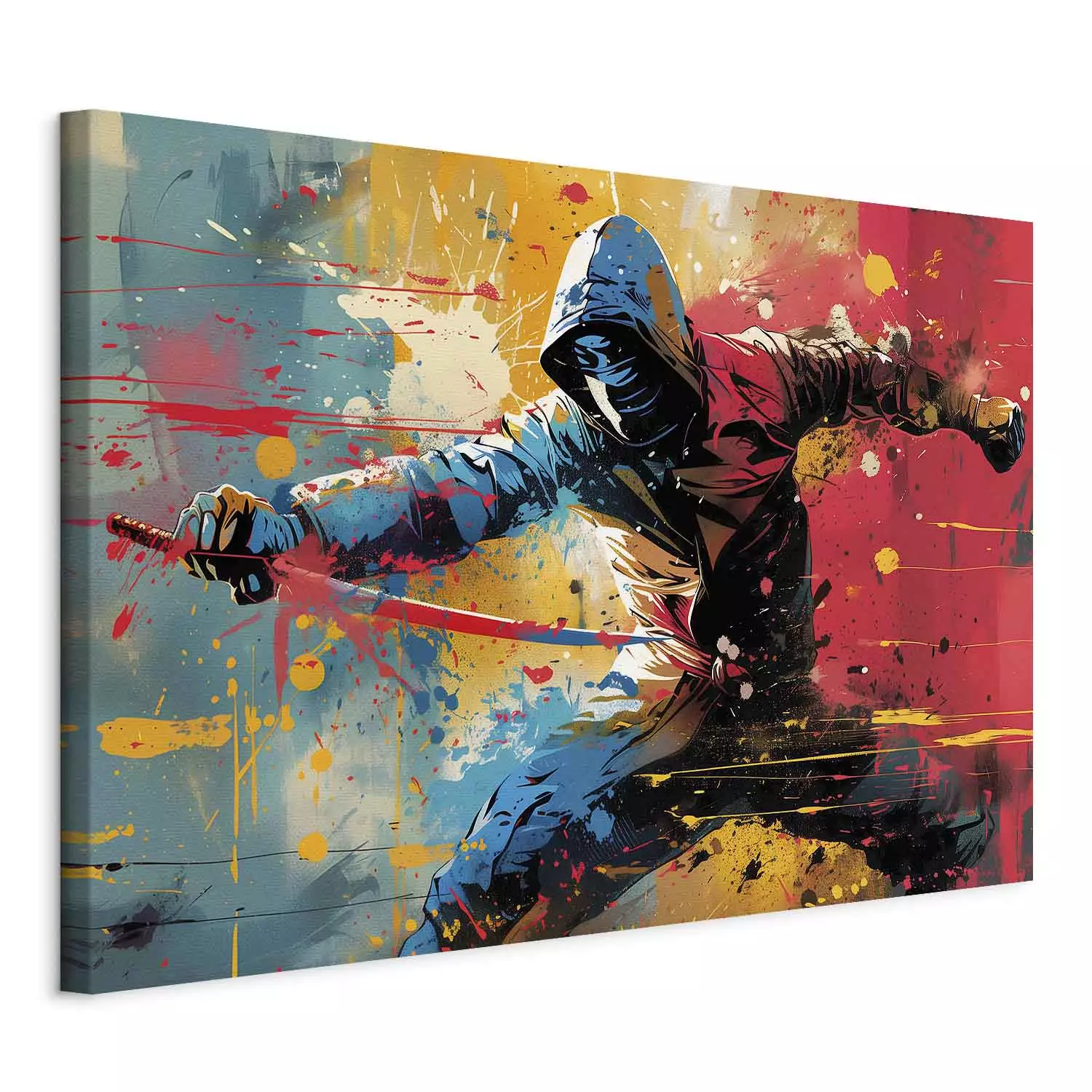 Canvas Art Print Street Fighter - Colorful Graffiti Style Swords Character