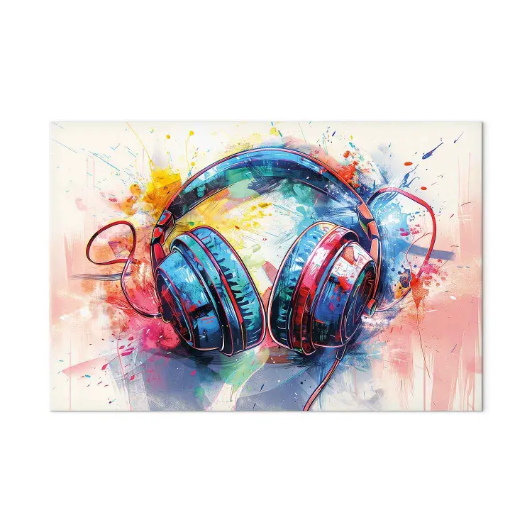 Large XXL print DJ headphones - expressive illustration with