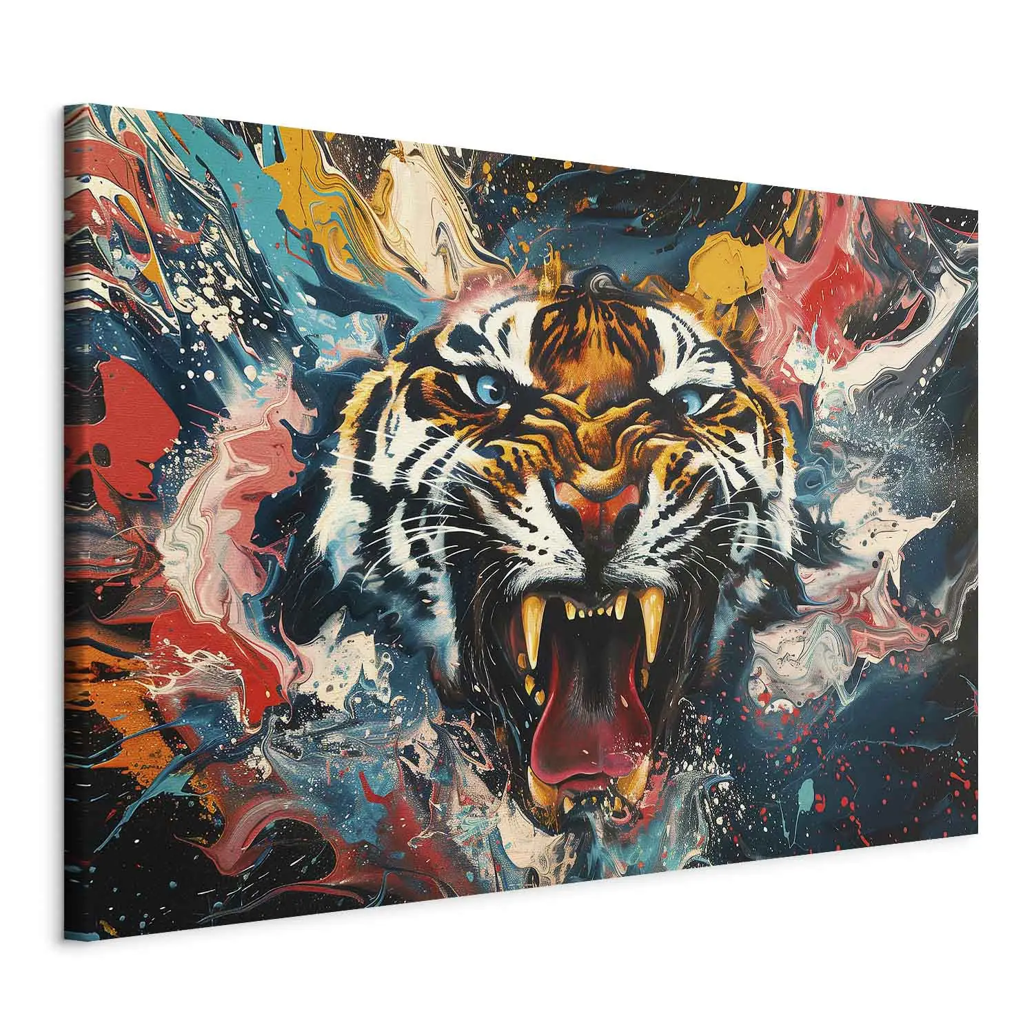 Large XXL print Wild cat - expressive painting with color spots in