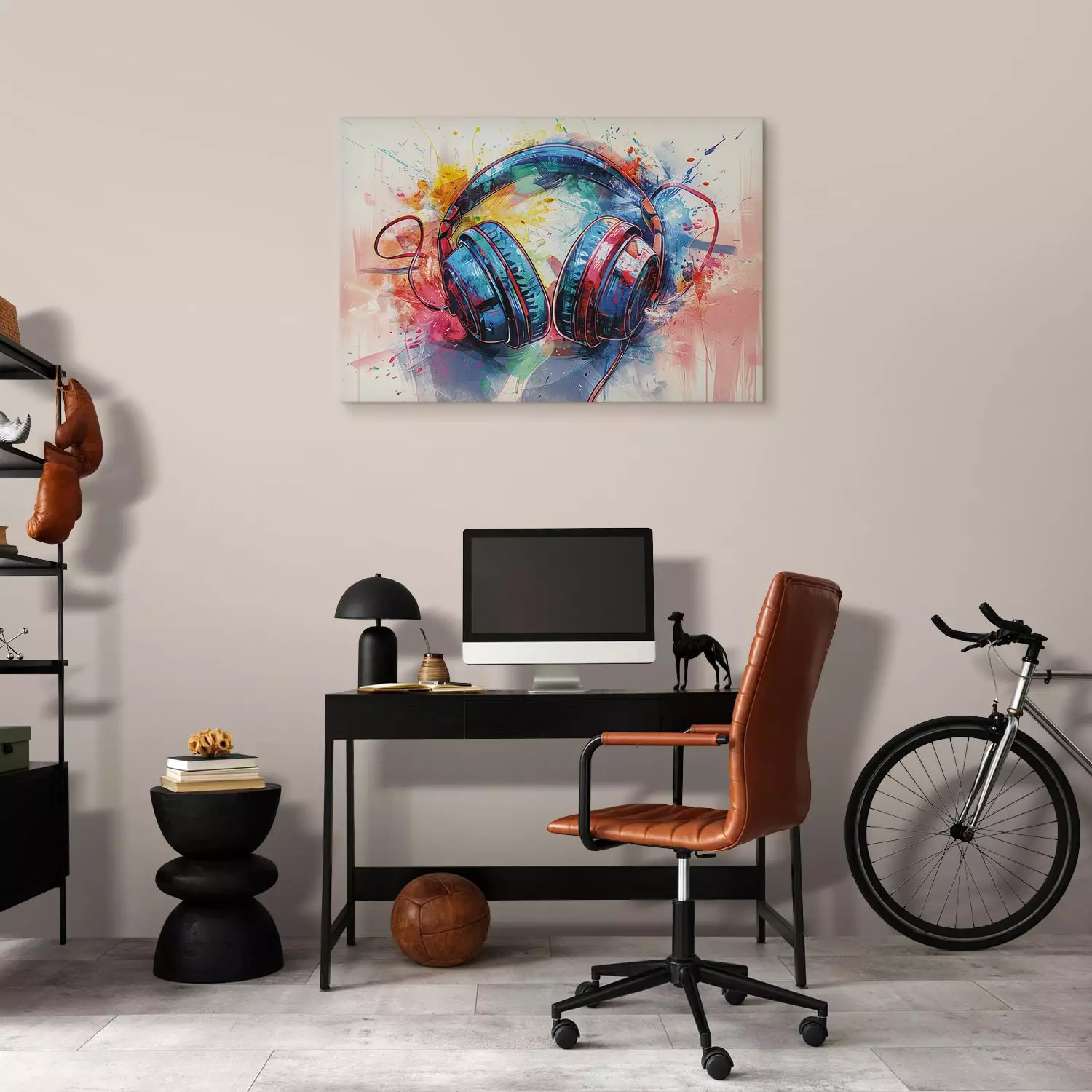 Canvas Wall Art Abstract Music – DJ Headphones in Colorful