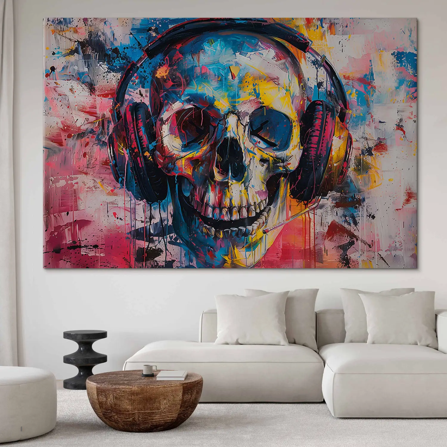 Large XXL print Colorful Skull - Dark, Painterly Motif with