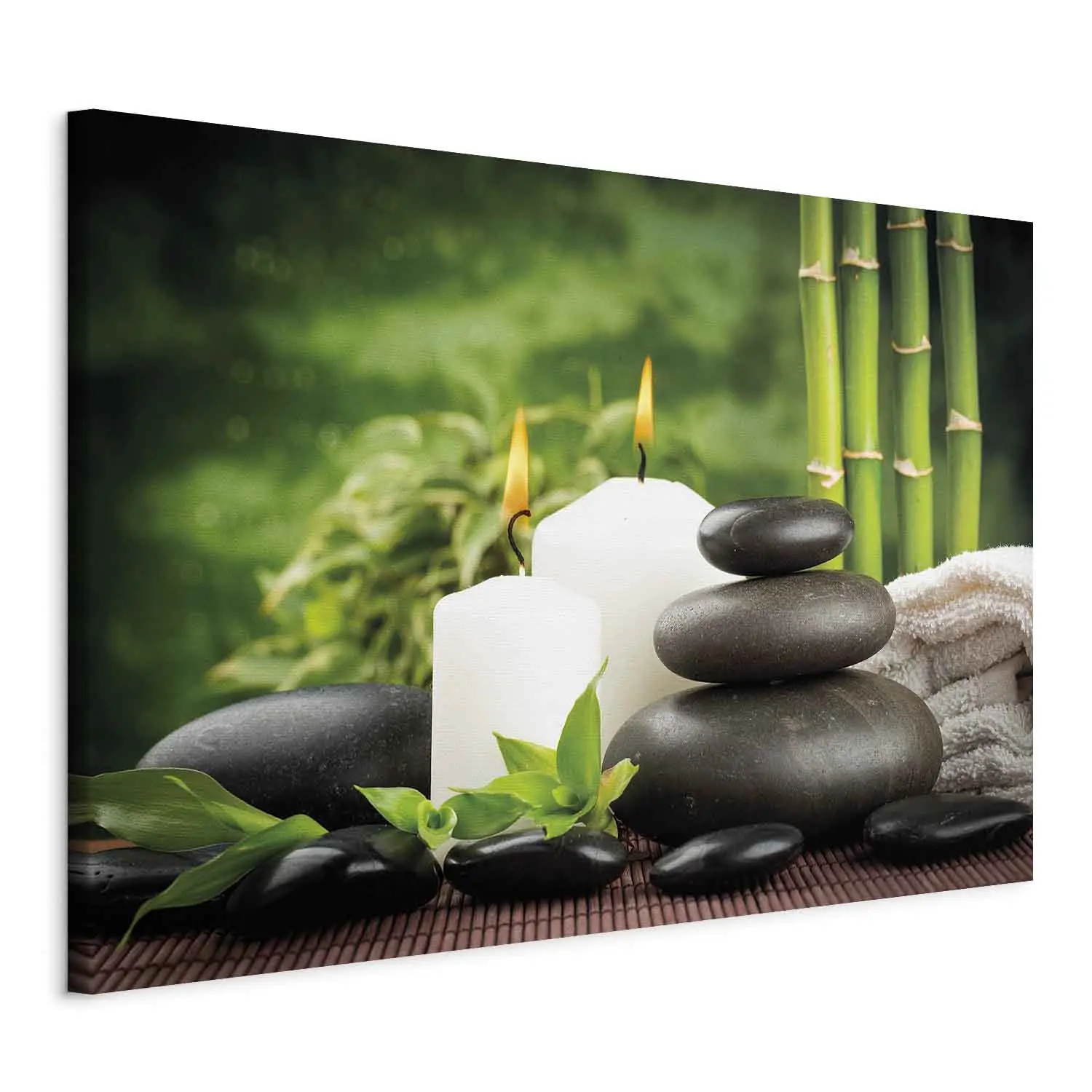 Large XXL print Harmony and zen - candles, bamboo and stones in a