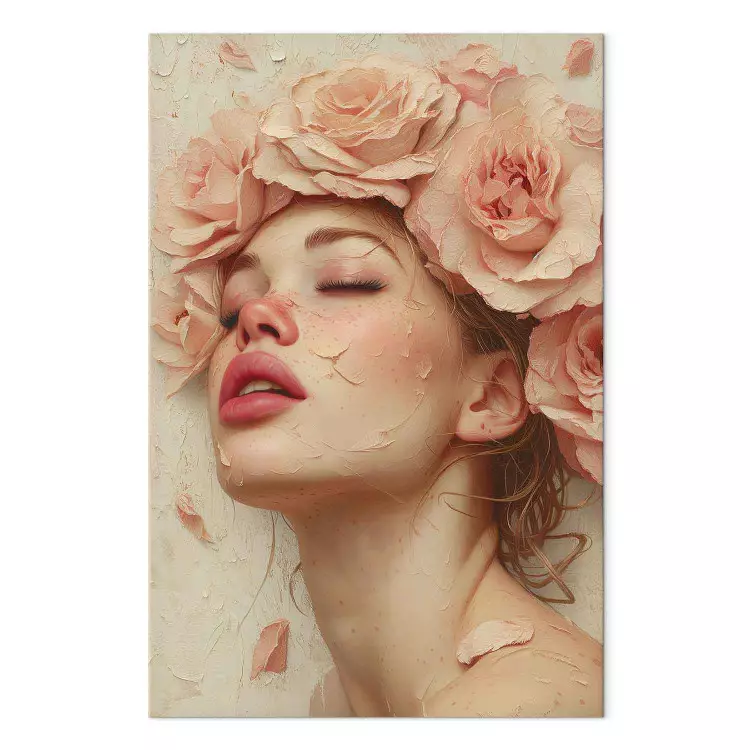 Fleeting Delicacy - Artistic Composition of a Woman Surrounded by Rose Petals