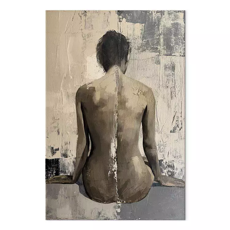 Echoes of the Past - Raw Composition with a Nude Silhouette Against Textured Background