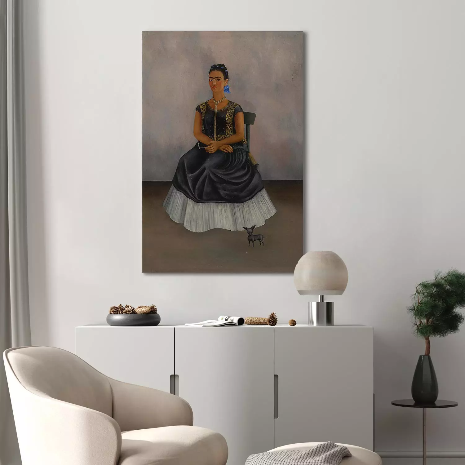 Art Reproduction Frida Kahlo - Itzcuintli Dog with Me (Self-Portrait)