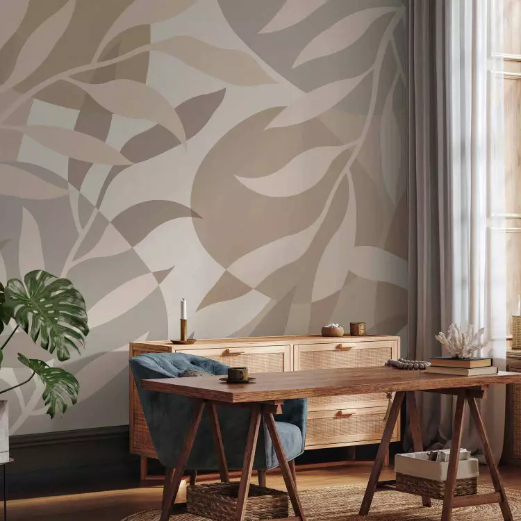 Natural shades - beige leaves in an illustrative style