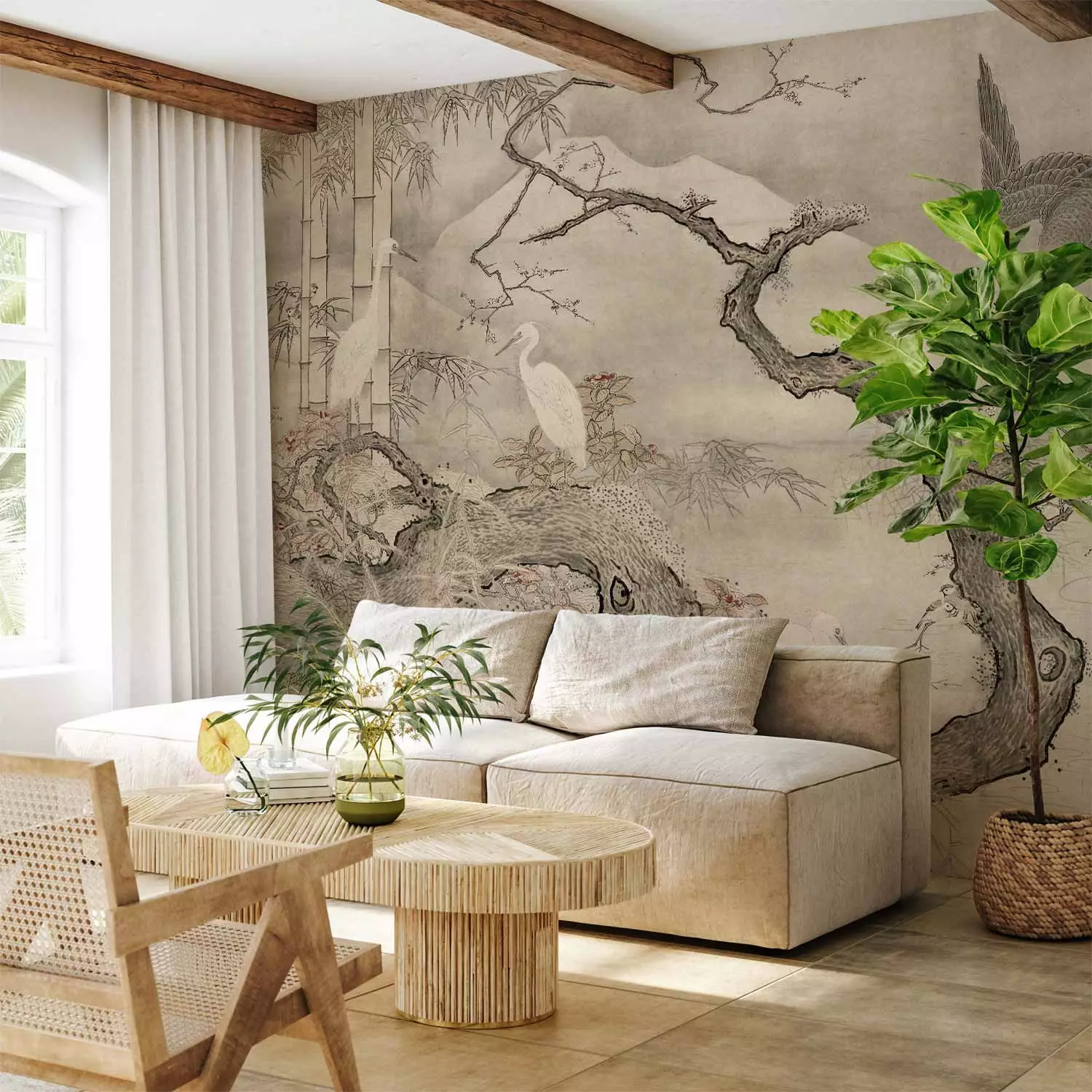 Wall Mural Sesshū Tōyō - Birds and flowers of the four seasons