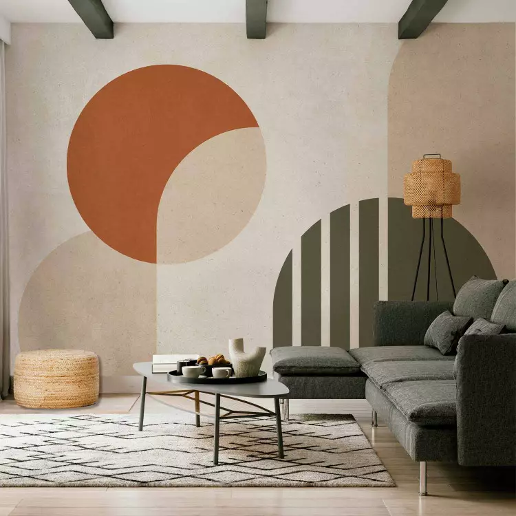 Forms and colors - contrasting geometric shapes on a light background