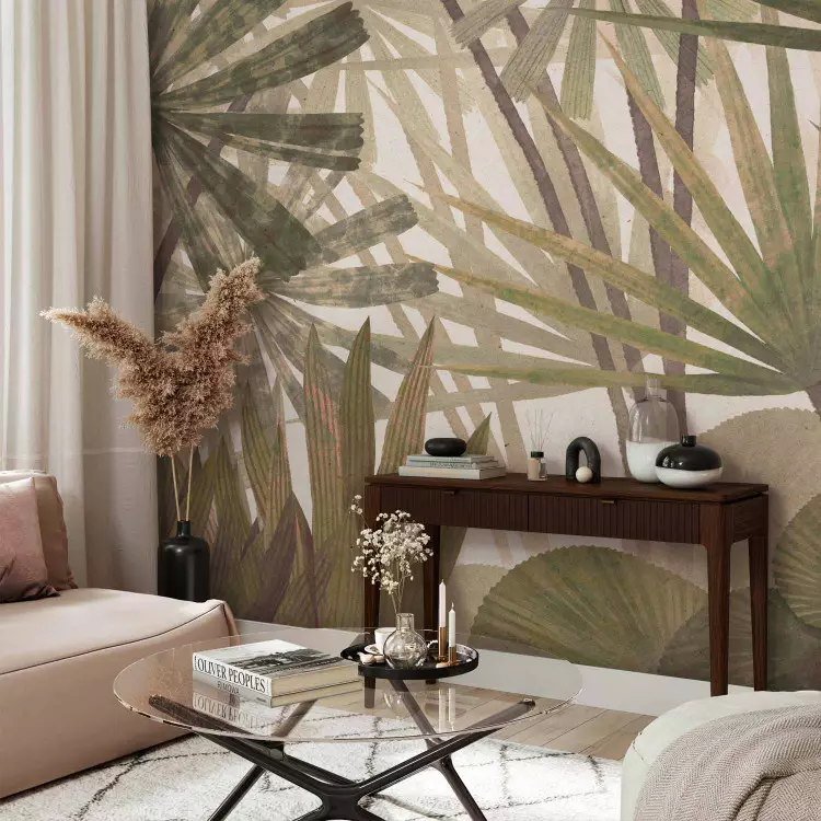 Tropical Fans - Dense Palm Leaves in Browns and Greens