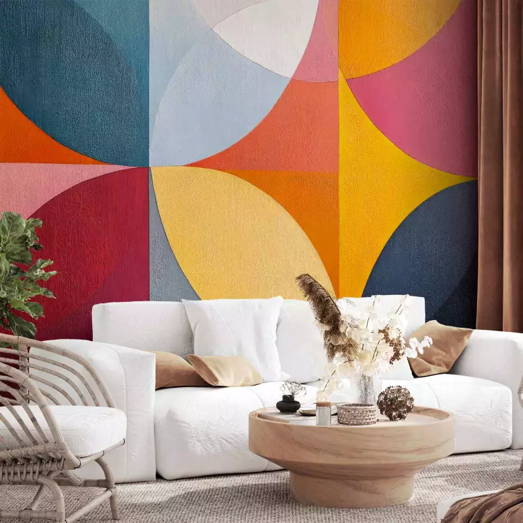 Geometric Balance - colorful semicircles and contrasting shapes
