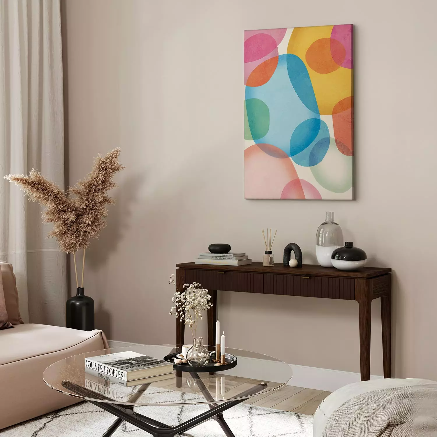 Canvas Art Print Colorful Lightness - transparent blotches in a pastel composition