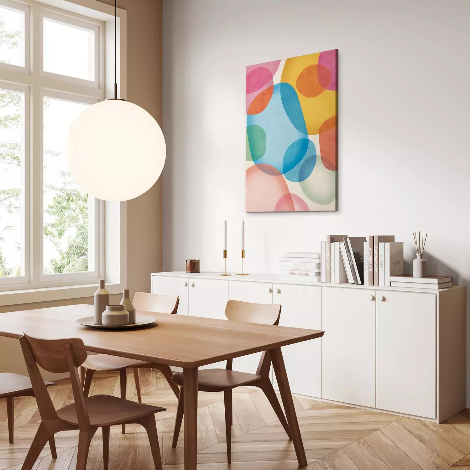 Canvas Art Print Colorful Lightness - transparent blotches in a pastel composition