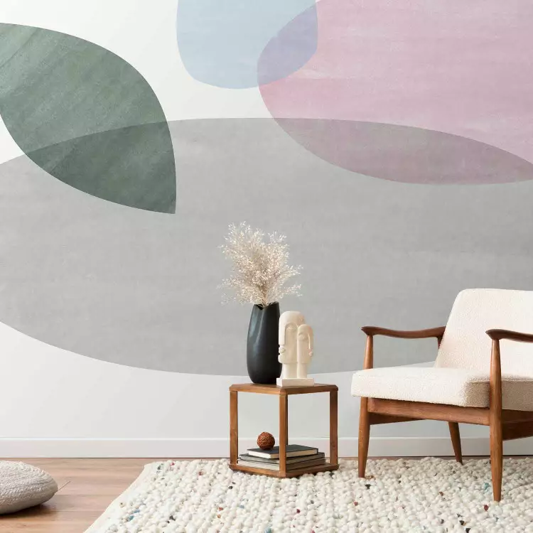 Subtle Composition - leafy and oval shapes in light colors