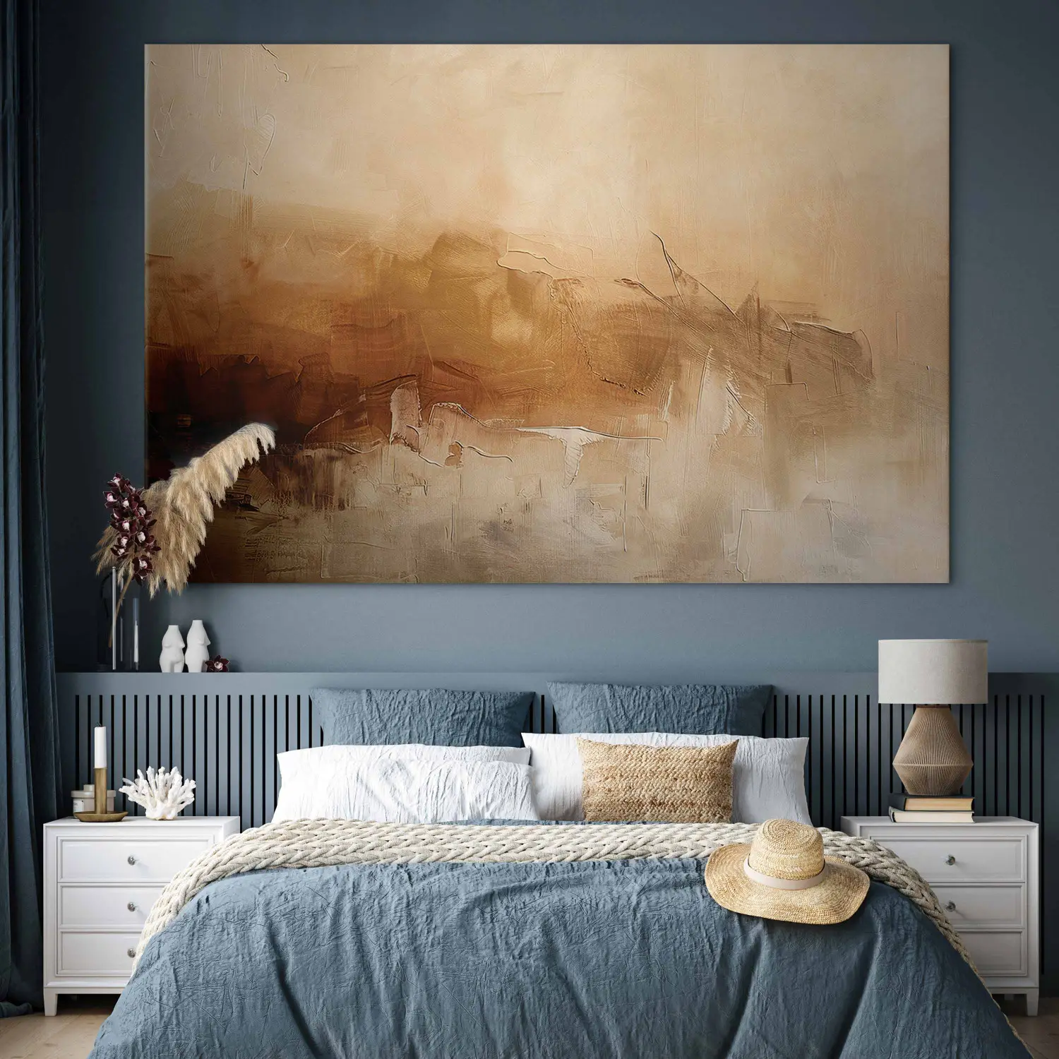 Large XXL canvas print Misty Structure – abstract landscape in