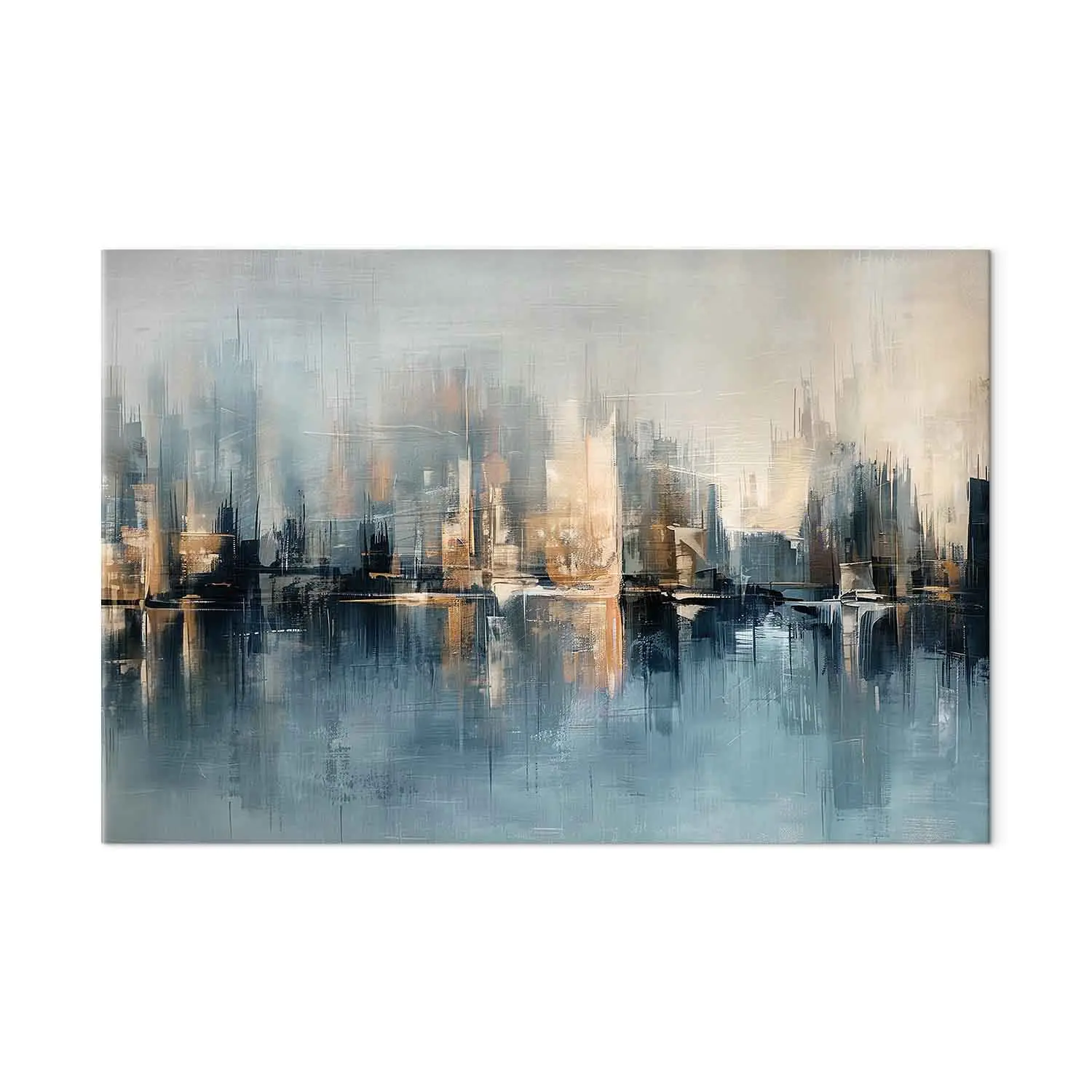 XXL canvas print Hazy Skyscrapers – abstract city skyline with